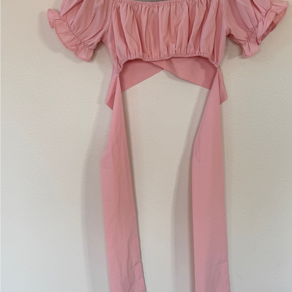 Pink Off-Shoulder Wrap Top - Picture 6 of 6